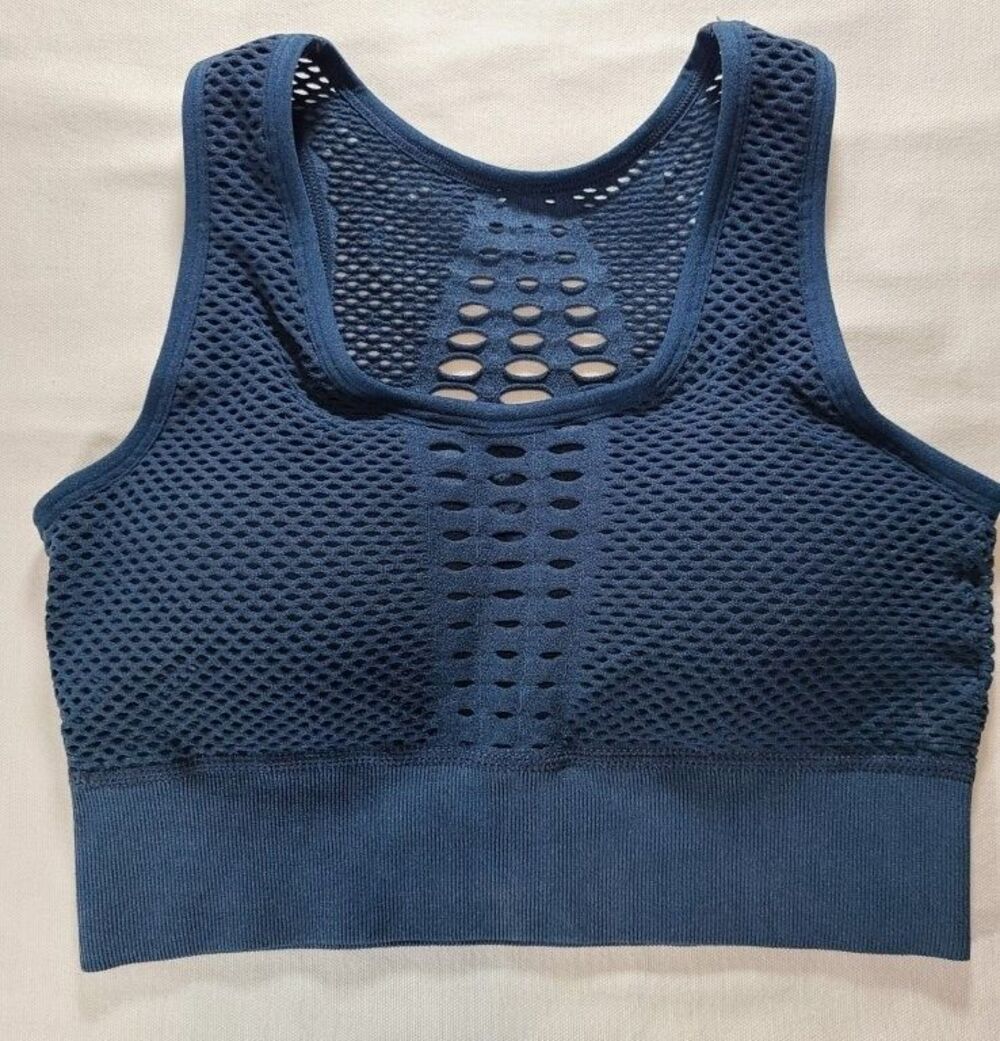 Royal Athletics Sports Bra Small Blue Mesh Racerback Workout Gym NWT